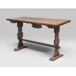 WALNUT TABLE, ELEMENTS OF 18TH CENTURY with plain rectangular and legs uppercuts flat, graven to