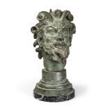 J. CHIURAZZI (Active 1870 ca.) HEAD OF FAUNO Bronze sculpture, cm. 43 x 25 Unsigned Inscription '