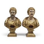 A PAIR OF RELIQUARY BUSTS, CENTRAL ITALY 17TH CENTURY In polychrome lacquer and gold wood, depicting