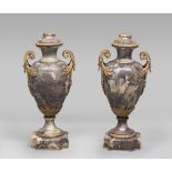 A BEAUTIFUL PAIR OF MARBLE ATHENNIENES, LOUIS XVI PERIOD with finishes and handles in gilded