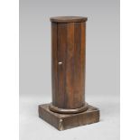 WALNUT CYLINDER SIDE TABLE, 19TH CENTURY with band of moulded and square base. A counter. Measures