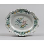 MAIOLICA DISH, CERRETO LATE 18TH CENTURY to white enamel, green and ochre, with decorum to shoots of