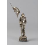 SILVER FIGURE OF ST. FLORIAN, PROBABLY GERMANY 18TH CENTURY with hands and face in ivory. The figure