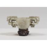 A CHINESE JADE CUP, END 19TH CENTURY Measures cm. 4,5 x 12,5 x 5,7. PICCOLA COPPA IN GIADA, CINA