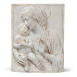 ALCEO DOSSENA (Cremona 1878 - Rome 1937) MADONNA AND CHILD High relief in white marble, cm. 56 x
