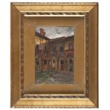 ARISTOTELE VICENZI (Naples 1879 - 1950 ca.) CLOISTER Oil on cardboard, cm. 20 x 13 Signed bottom