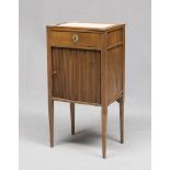 CHERRY SIDE TABLE, 19TH CENTURY a drawer with tambour door. White marble top. Measures cm. 82 x 43 x