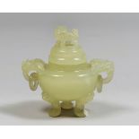 A CHINESE SERPENTINE CENSER, 20TH CENTURY Measures cm. 12,5 x 12,5 x 8,5. INCENSIERE IN