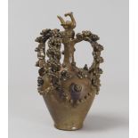 CERAMIC VASE, SARDINIA EARLY 20TH CENTURY brown enamel, with decorums in cactus relief and