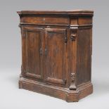 CHESTNUT-TREE SIDEBOARD, CENTRAL ITALY 17TH CENTURY of architectural line with forehead to a