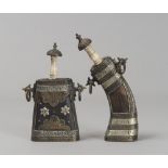 TWO ARAB GUNPOWDER CONTAINERS, FIRST HALF OF 20TH CENTURY