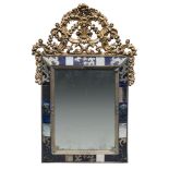 A BEAUTIFUL MIRROR FROM MURANO, ELEMENTS OF 18TH CENTURY with great upper frieze in gilded wood