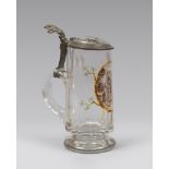 GLASS TANKARD, PROBABLY GERMAN LATE 19TH CENTURY Measures cm. 21 x 9 x 14. BEL TANKARD IN VETRO,