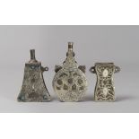 THREE ARAB GUNPOWDER CONTAINERS, FIRST HALF OF 20TH CENTURY