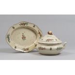 MAIOLICA TUREEN WITH DISH, VENETIAN WORKSHOP FIRST HALF 19TH CENTURY to enamel cream with decorums