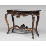 MAHOGANY CONSOLE, NAPLES LOUIS PHILIPPUS PERIOD with marble top, forehead and sides graven to