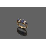 RING EARLY 19TH CENTURY in yellow gold 18 kts., embellished by three sapphires and four diamonds.