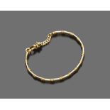 BRACELET in bicolored yellow gold 18 kts., with lock to moschettone. Diameter cm. 6, weight gr. 23,