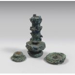 AN ETRUSCAN BRONZE ENDING AND TWO STUDS, 8TH-6TH CENTURY B.C. element with cylindrical section