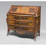 SPLENDID VIOLET EBONY FLIP-TOP CABINET, ROME 18TH CENTURY fully threaded and inlaid in boxwood