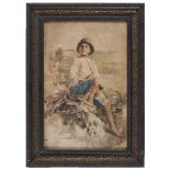 ITALIAN PAINTER, EARLY 19TH CENTURY YOUNG PEASANT Water-color on paper, cm. 50 x 32 Signed 'G.