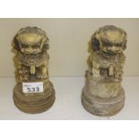 A PAIR OF CHINESE BONE FIGURES OF SHISHI LIONS, FIRST HALF OF 20TH CENTURY h. cm. 17. COPPIA DI