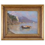 OSCAR RICCIARDI (Naples 1864-1935) MARINA WITH FISHERMEN Oil on panel, cm. 26 x 35 Signed lower