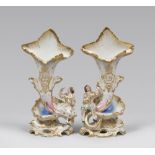 A PAIR OF PORCELAIN VASES, PROBABLY FRANCE 19TH CENTURY by white enamel, polychromy and gold. h. cm.