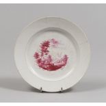 PORCELAIN DISH, GINORI LATE 18TH CENTURY to white enamel and lilac, with decorum of landscape.