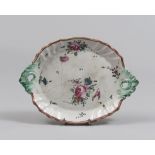 MAIOLICA DISH, PESARO 1760/1780 to white enamel, green and rose, with decorum to locks of roses