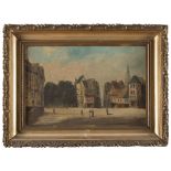 NORDIC PAINTER, LATE 19TH CENTURY URBAN VIEW WITH COMMONERS Oil on canvas, cm. 25 x 38 Signed '