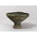 VILLANOVIAN BRONZE CALIX, 9TH-8TH CENTURY B.C. Bath truncated cone with a smooth edge of introverted
