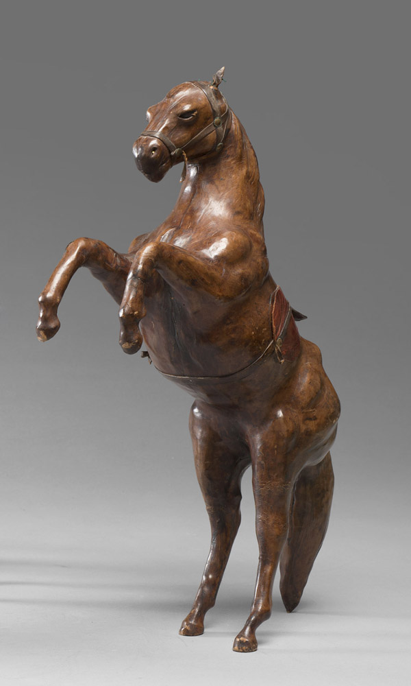 MODEL OF HORSE IN LEATHER, 20TH CENTURY