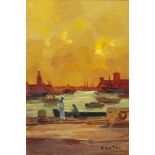 RENATO NATALI (Livorno 1883 - 1979) Marinai al porto