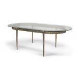 AUGUSTO VANARELLI (Roma 1913 - 1980) Grande tavolo con ripiano in cristallo