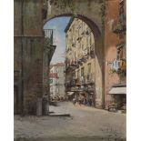 FERDINANDO DEL BASSO (Sant'Agata dei Goti 1897 - Napoli 1971) NAPLES'S STREET Oil on cardboard cm.