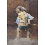 RENATO FASOLI (Italian, 1892-1982) SWORDSMAN Watercolor on paper, cm. 48 x 33 Signed lower right