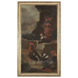SOUTH ITALIAN PAINTER, 18TH CENTURY LANDSCAPE WITH BIRDS NEST, FRUITS AND FLOWERS LANDSCAPE WITH