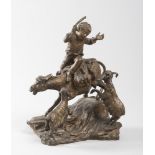 VINCENZO CINQUE (Napoli 1852 - 1929) SHEPHERD Bronze, cm. 40 x 30 x 27 Signed on the base to the