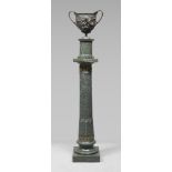 BRONZE VASE WITH GREEN MARBLE COLUMN, EARLY 20TH CENTURY of classical taste, with scene mythological