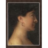 GIOACCHINO TOMA (Galatina 1836 - Napoli 1891) YOUNG GIRL PROFILE WITH EARRING Oil on cardboard cm.