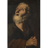 SPANISH PAINTER, 17TH CENTURY ST. PETER PENITENT Oil on canvas, cm. 60 x 41 Framed CONDITION