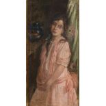ITALIAN PAINTER, EARLY 20TH CENTURY YOUNG GIRL PORTRAIT Oil on canvas, cm. 89 x 48 Signed 'F.