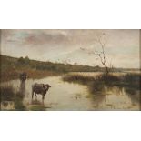 PIETRO BARUCCI (Roma 1845 - 1917) SWAMPS Oil on canvas, cm. 32 x 54 Signed and situated Rome, in