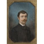 FRENCH PAINTER, 19TH CENTURY MAN'S PORTRAIT WITH MOUSTACHES Miniature on ivory, cm. 15 x 10