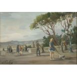 ANTONIO PRIVITERA (Catania 1940) VILLA BORGHESE Oil on cardboard cm. 35 x 48 Signed in lower left