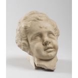 MARBLE CHILD'S HEAD, 16TH CENTURY of beautiful sculpture, with support also in white marble.