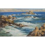 ITALIAN PAINTER, 20TH CENTURY COASTAL STORM Oil on linen cardboard cm. 20 xes 32 Signed 'B.