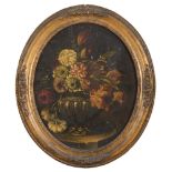 ITALIAN PAINTER, LATE 19TH CENTURY VASE OF FLOWERS VASE OF FLOWERS A pair of oval paintings on