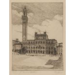 ITALIAN ENGRAVER, BEGINNINGS 20TH CENTURY THE PUBLIC BUILDING, SIENA Etching, cm. 33 xes 26